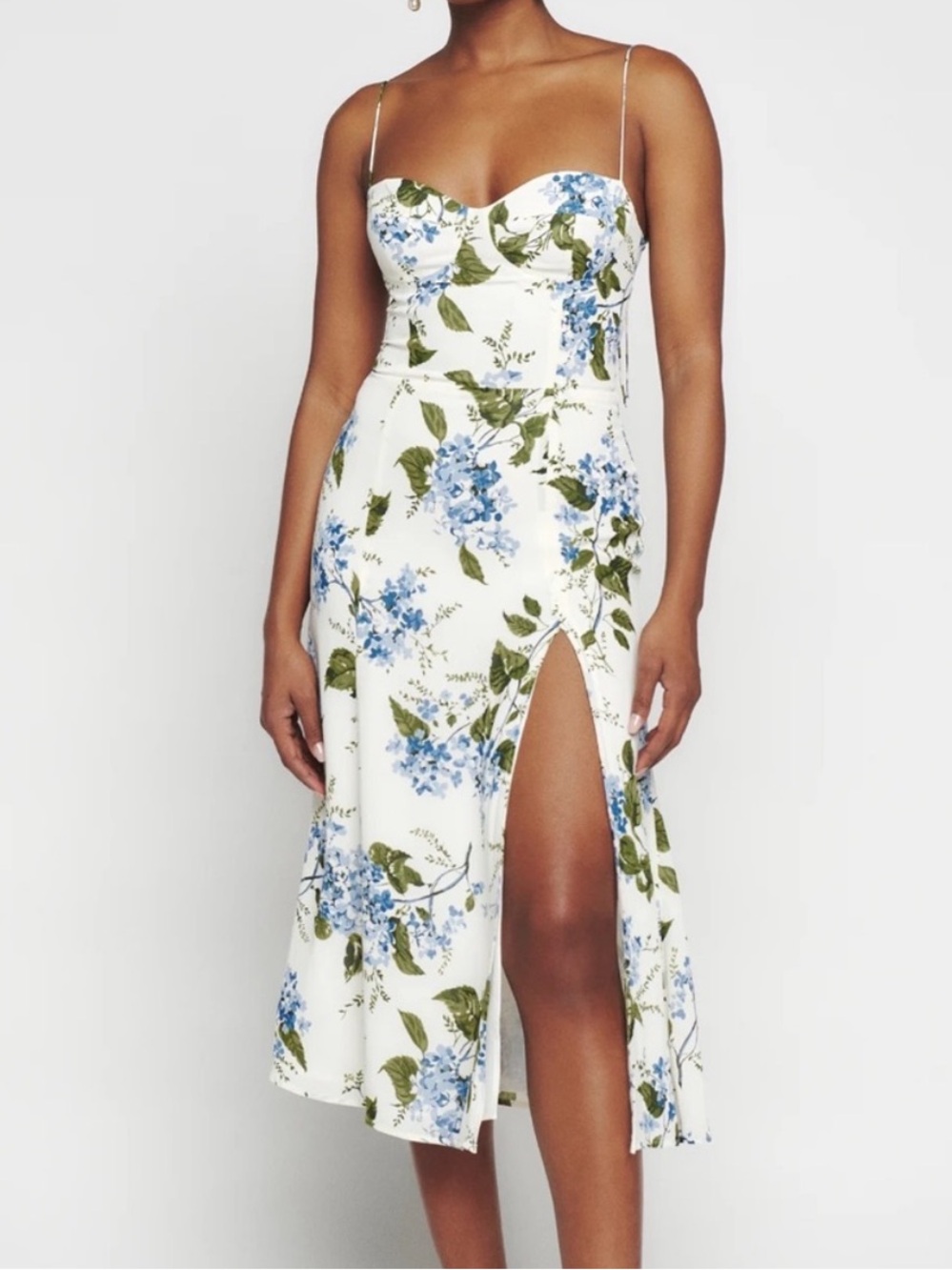 Reformation Juliette Floral Hydrangeas Midi Dress size 6P